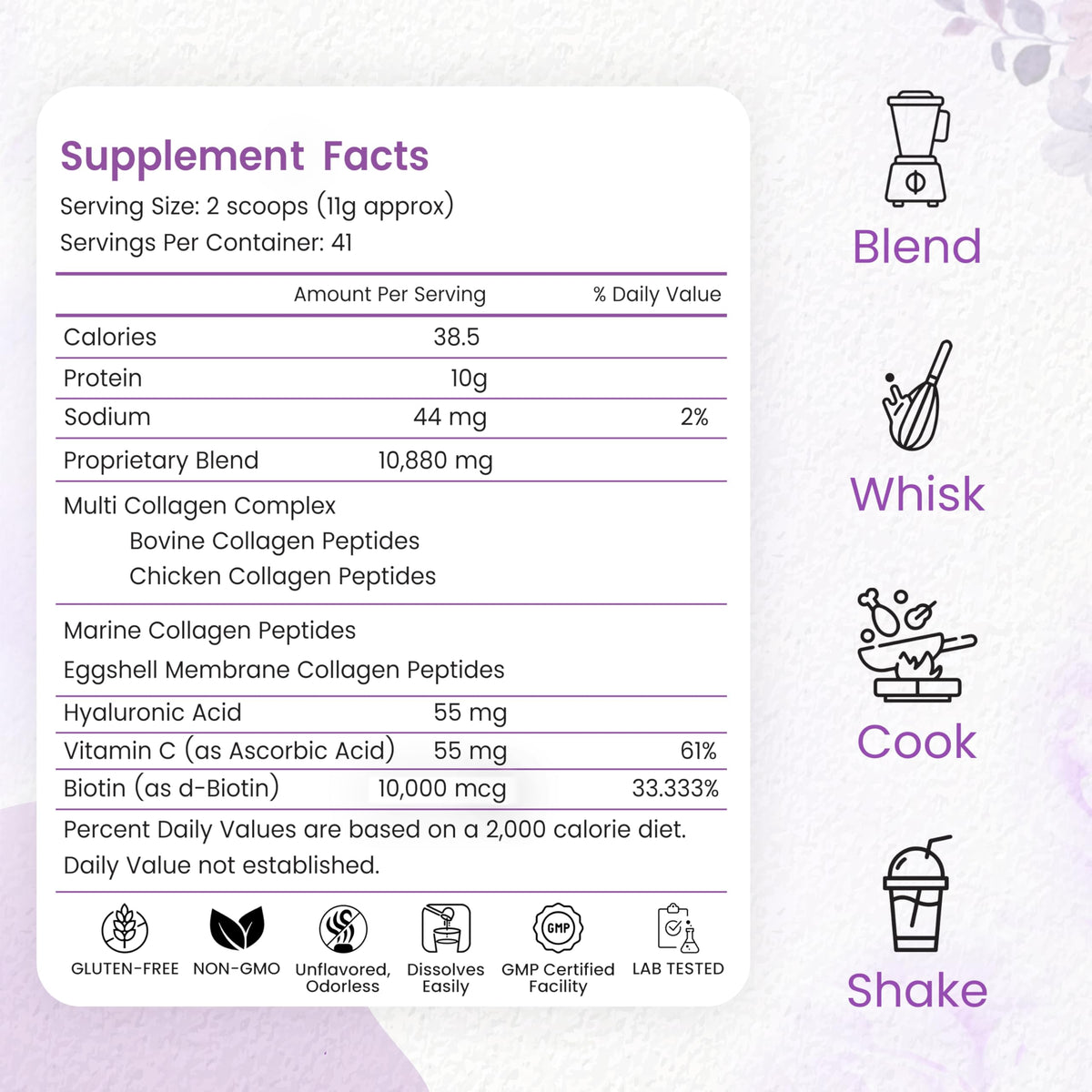 Peakhealth poudre de collagène multi peptides 1lb vue arrière