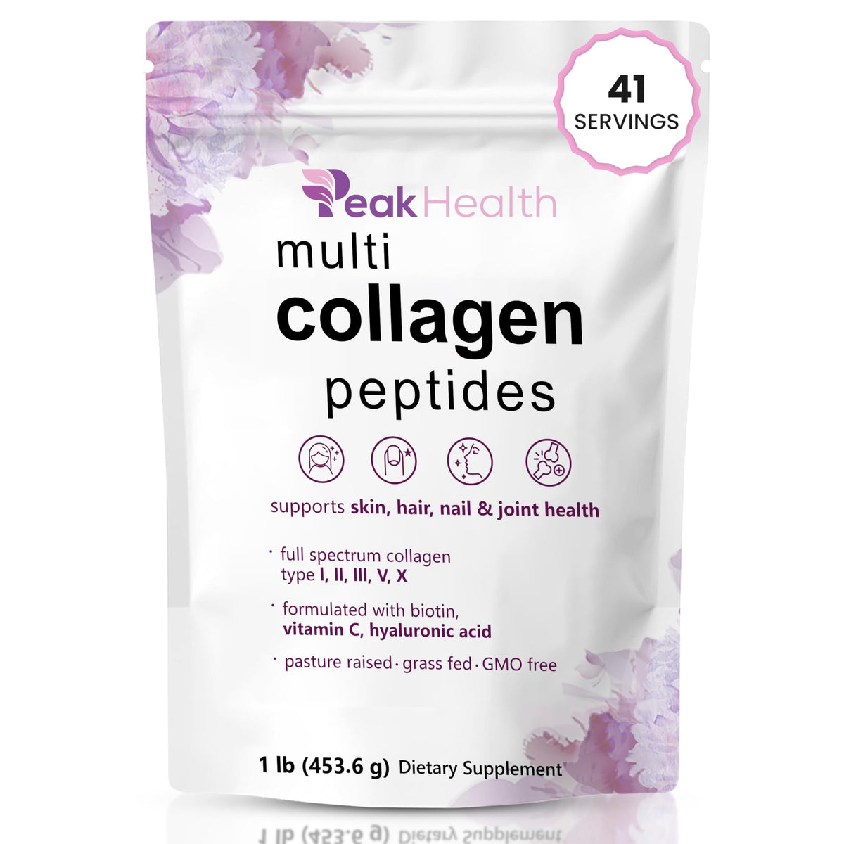 Peakhealth poudre de collagène multi peptides 1lb vue avant