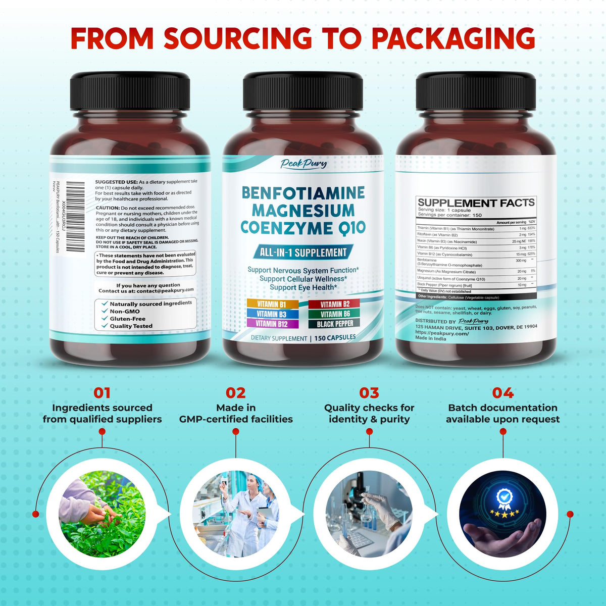 PEAKPURY Benfotiamine prise de vue en gros plan