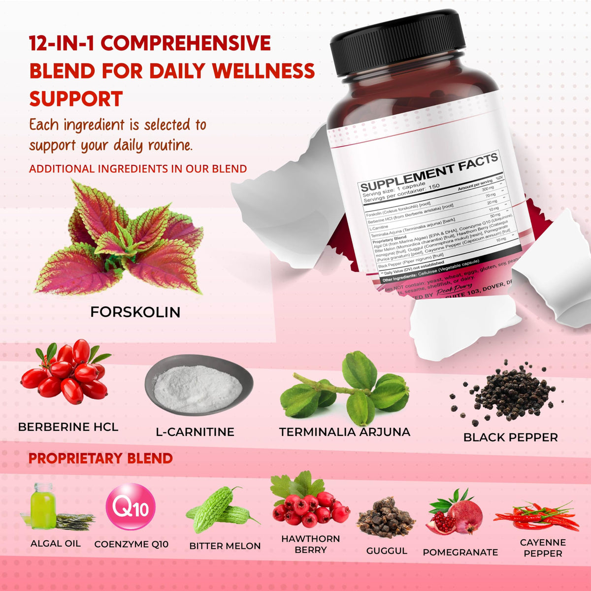 PEAKPURY Mélange Herbal All-in-1 150 Capsules sur une table