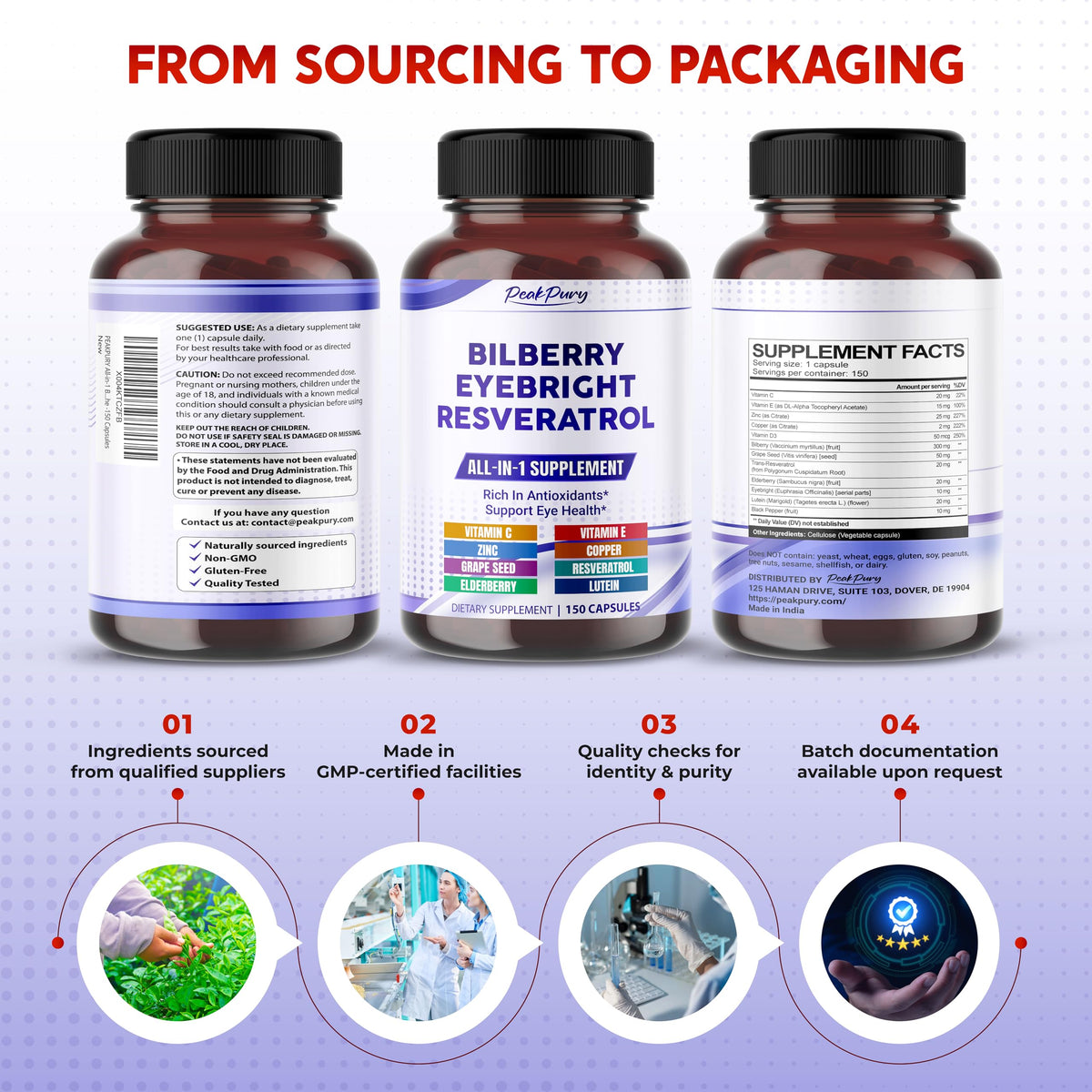 PEAKPURY Myrtille capsules dans leur emballage original