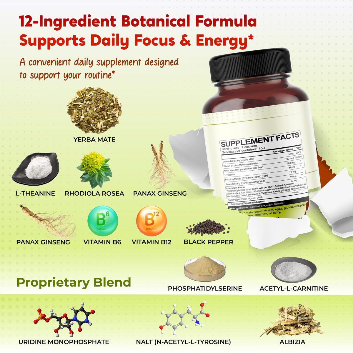 PEAKPURY Ultra Yerba Mate 150 capsules avec étiquette visible