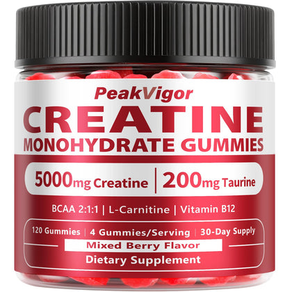 PeakVigor Organics Gélules de Créatine Monohydrate Flacon de 120 gummies