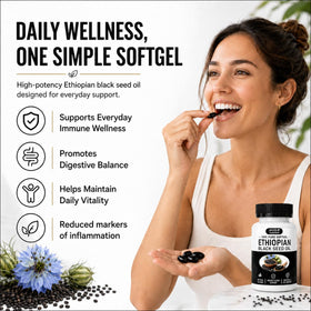 Peehss capsules d'huile de graines noires éthiopiennes, arrière de la boîte