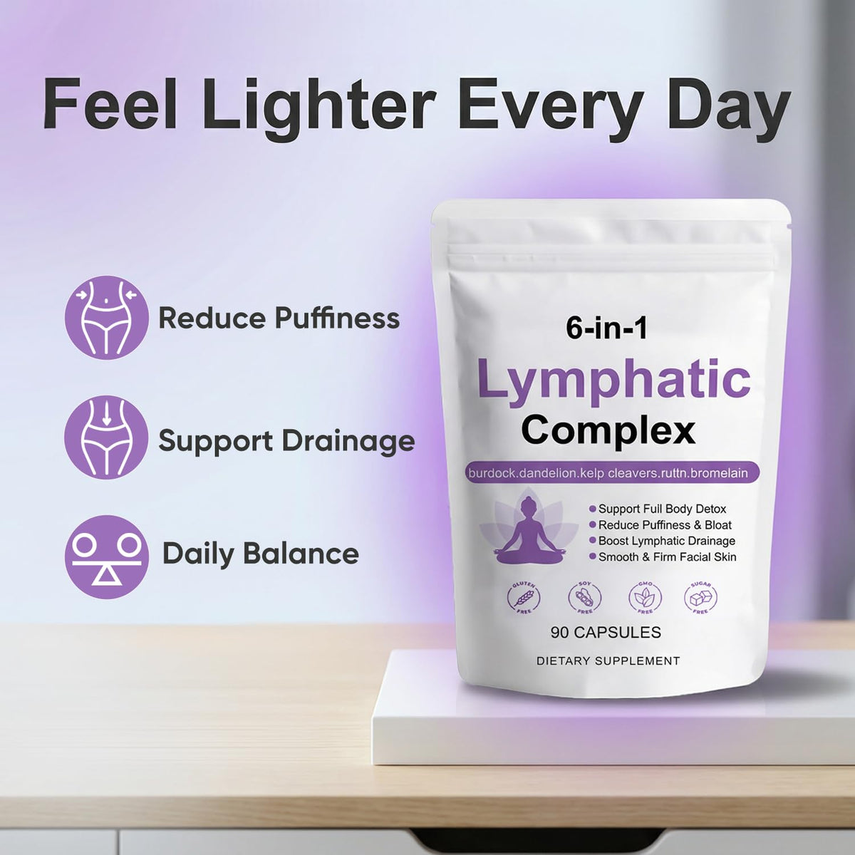 Peehss Complexe Lymphatique 6 en 1 capsules arrière