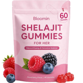 Peehss Gummies Shilajit pour Femmes 60 Gummies Saveur Baie vue de face
