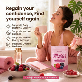 Peehss Gummies Shilajit pour Femmes emballage avec informations nutritionnelles