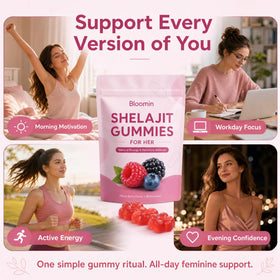Peehss Gummies Shilajit pour Femmes gummies à côté d'un verre d'eau