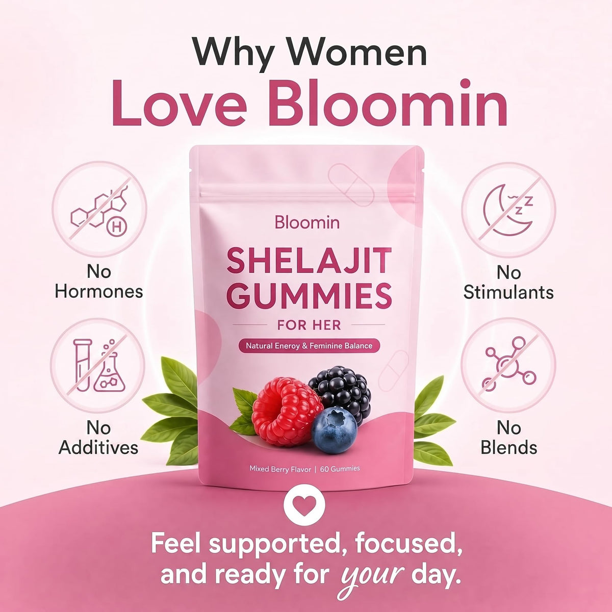 Peehss Gummies Shilajit pour Femmes gummies sur fond blanc