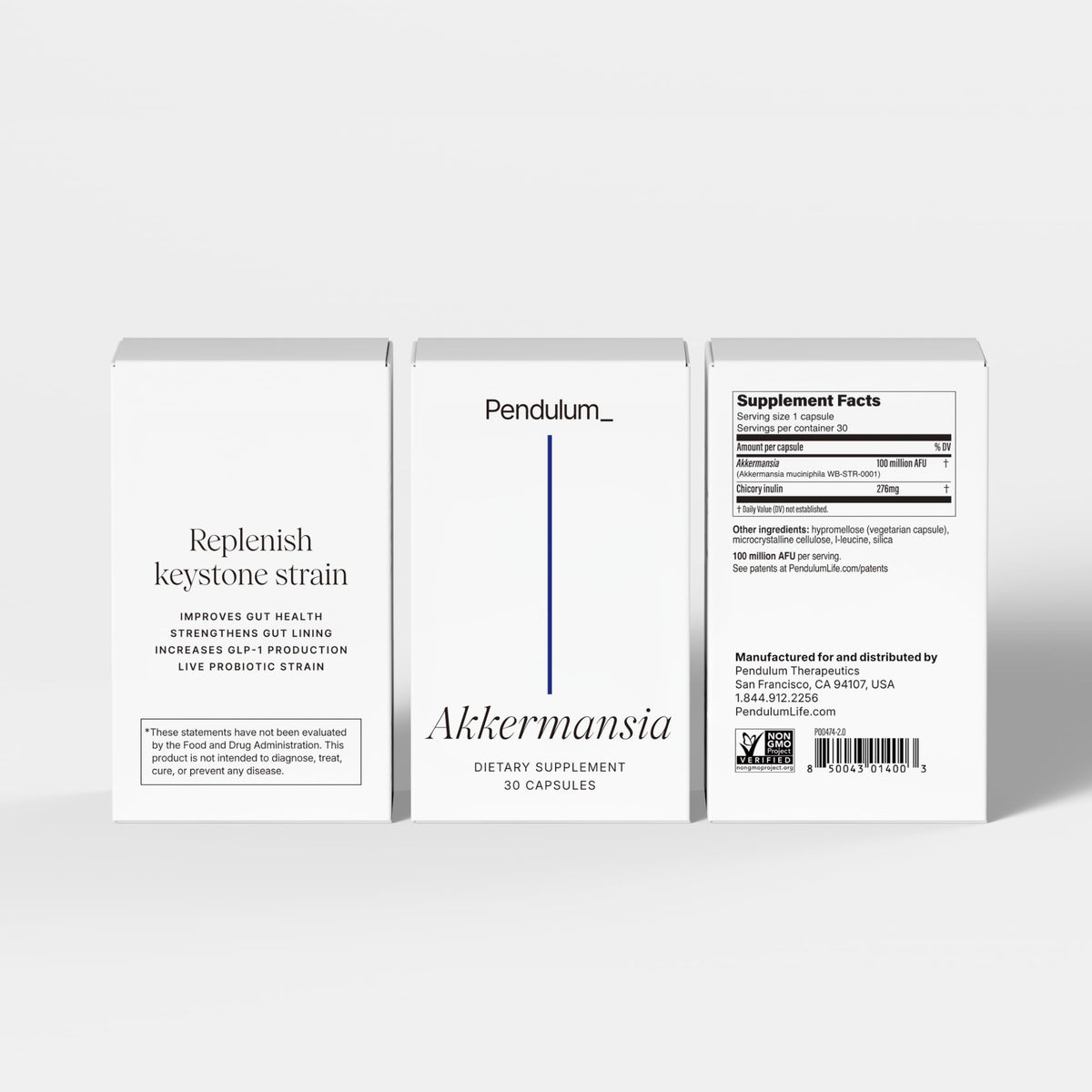 Pendulum Akkermansia Probiotique avec un verre d'eau