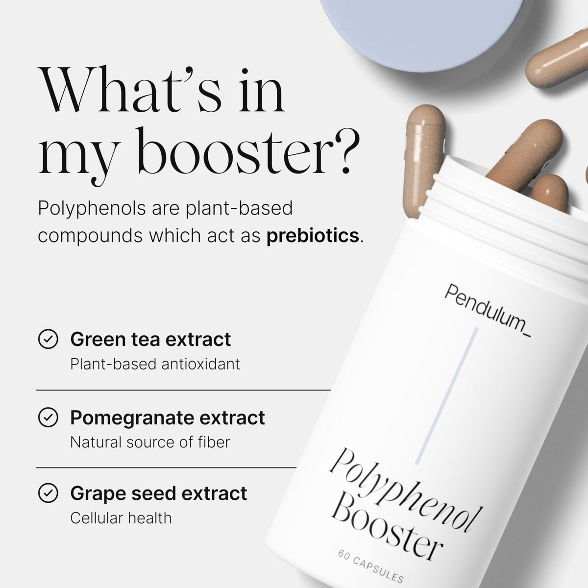 Pendulum Polyphenol support capsules avec étiquette visible