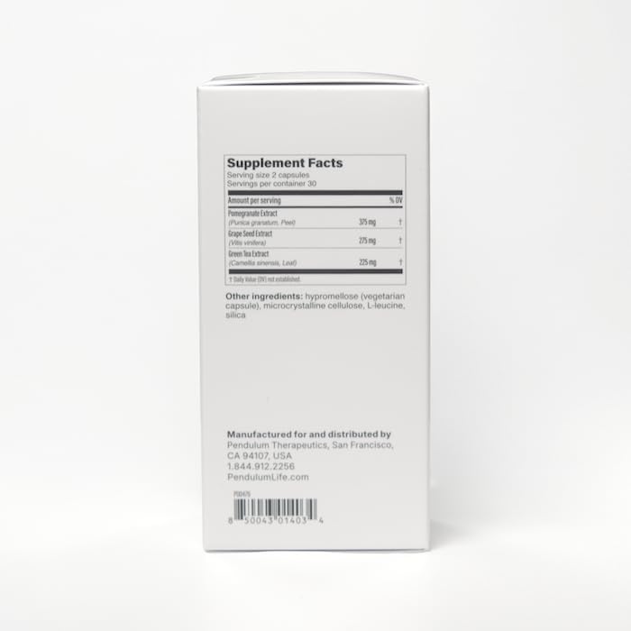 Pendulum Polyphenol support capsules sur un fond neutre
