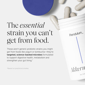 Pendulum Probiotique Akkermansia capsules sur une table