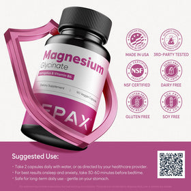 PEPAX Complexe de Magnésium Glycinate 300mg gélules végétales dos
