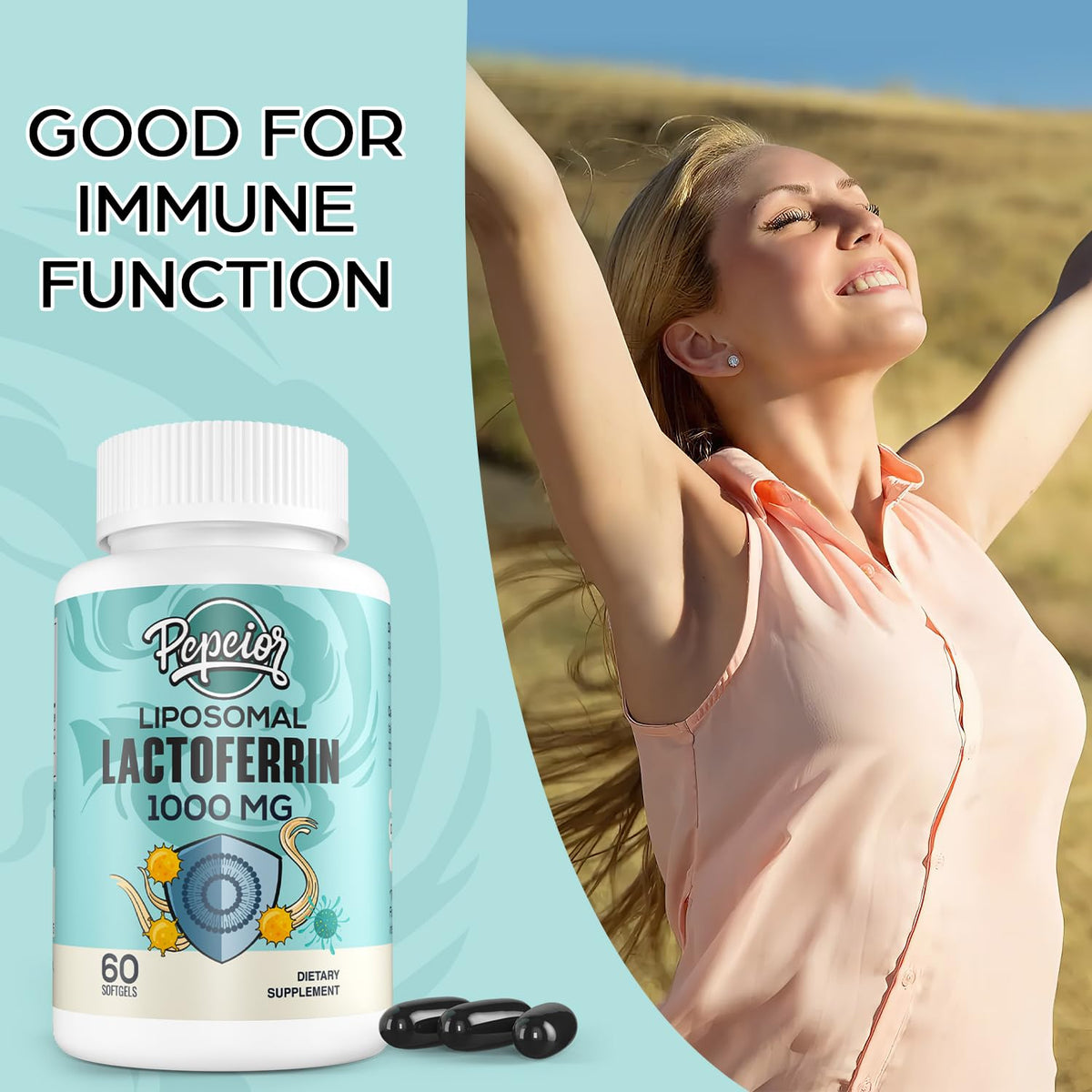 Pepeior Lactoferrine Liposomale 1000 mg gélules molles arrière