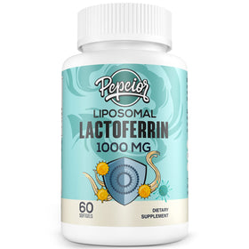 Pepeior Lactoferrine Liposomale 1000 mg gélules molles, flacon sur une table