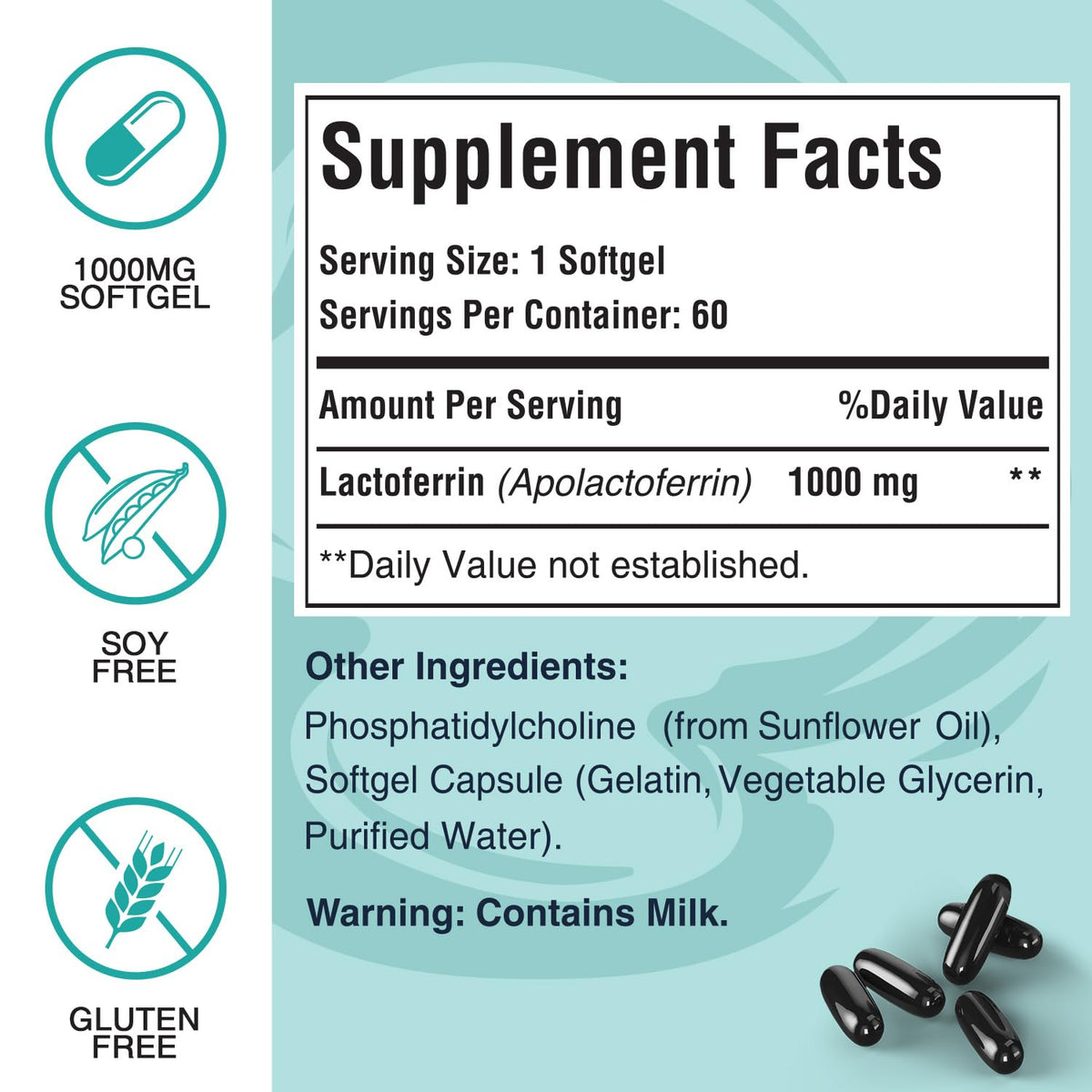 Pepeior Lactoferrine Liposomale 1000 mg gélules sur une table