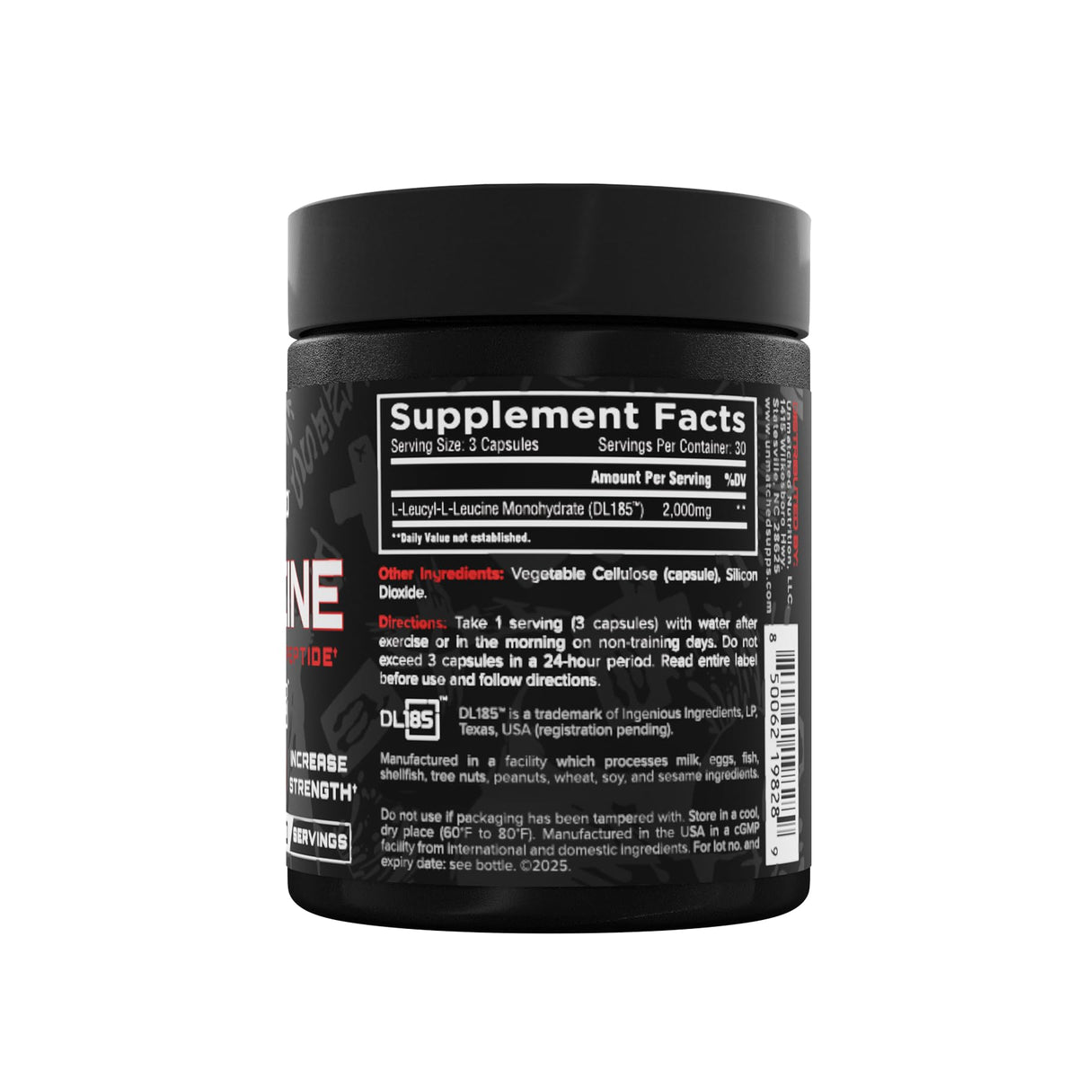 Peptide de dileucine 2000mg, vue de l'emballage sur une table