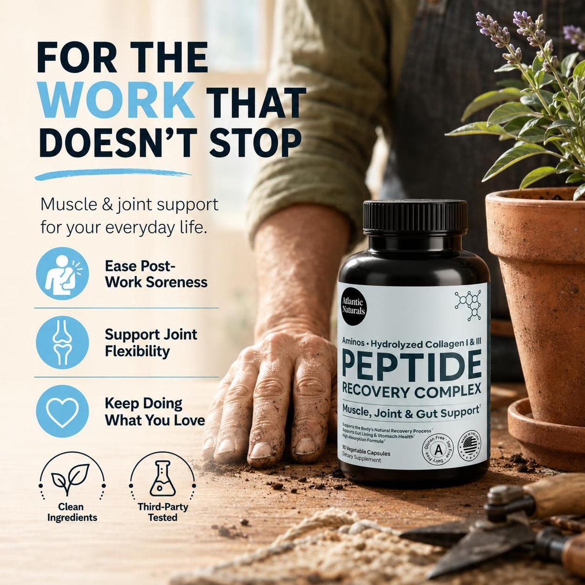 Peptide use Complex Atlantic Naturals ouvert avec capsules visibles