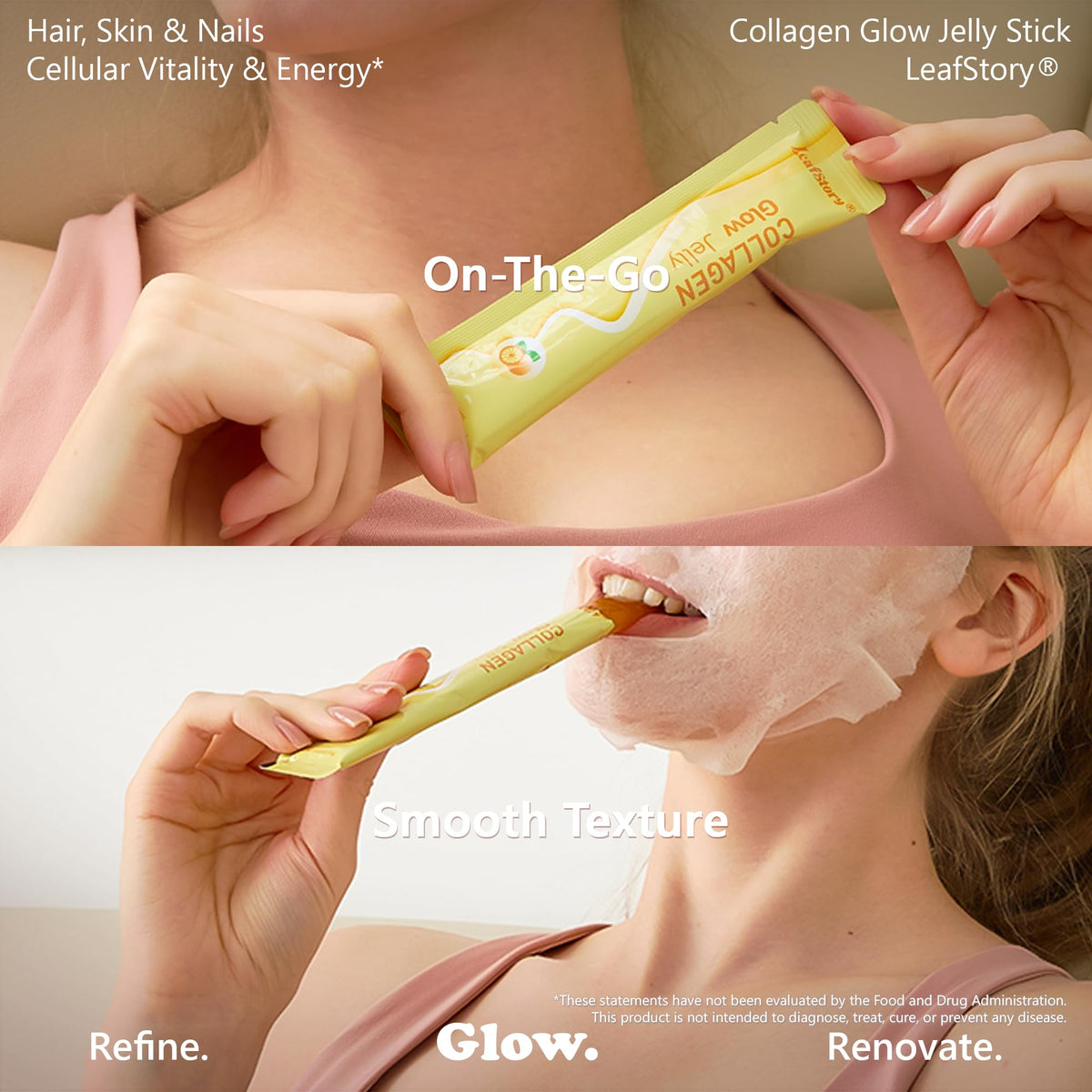 Peptides de collagène marin LeafStory en sachets pratiques