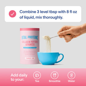 Peptides de collagène Vital Proteins Avancés, mélangé dans un smoothie
