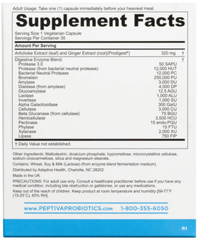 Peptiva Complément Alimentaire Multi-Enzymes 30 Capsules vue de côté