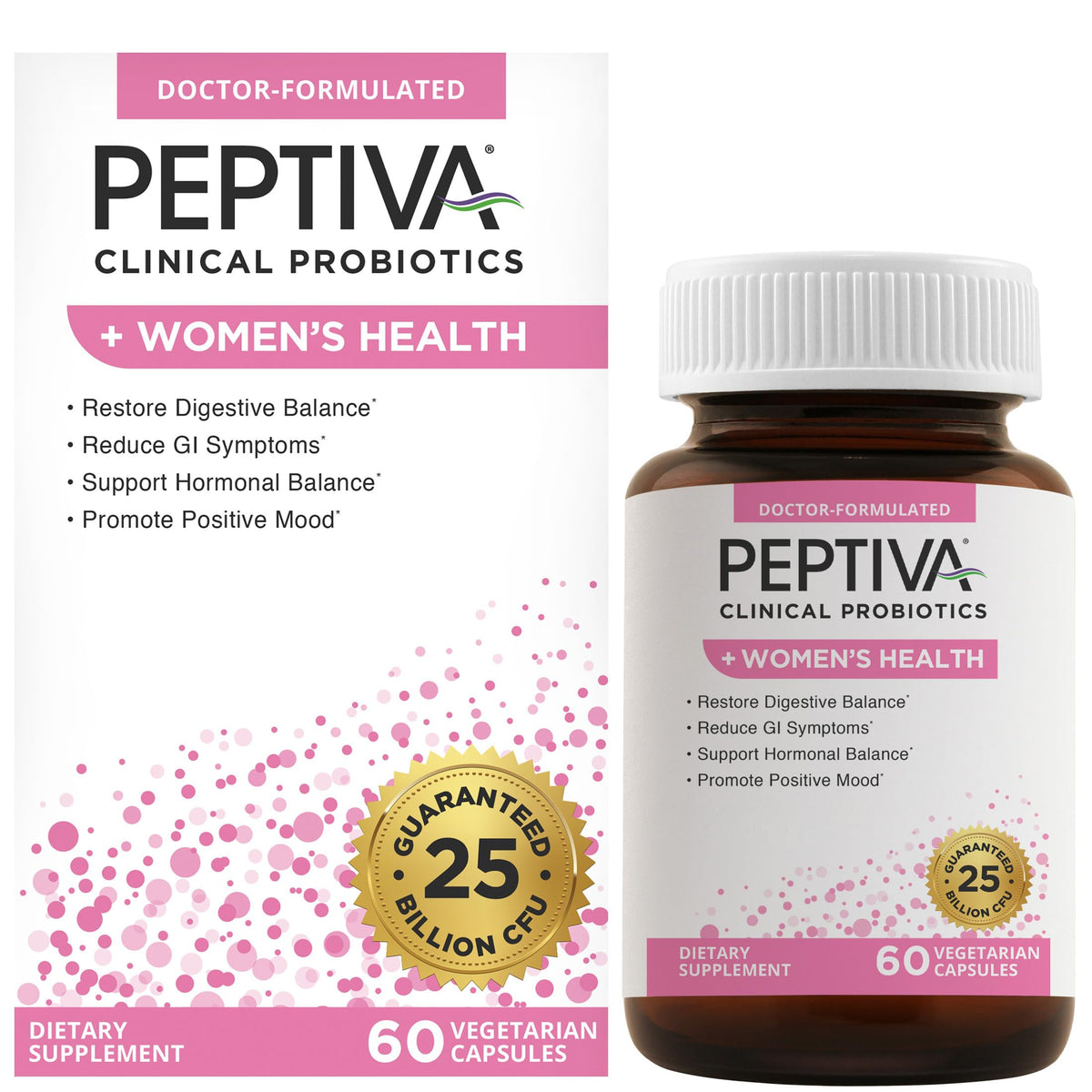 Peptiva Compléments Alimentaires pour Femmes - Flacon de 60 capsules végétariennes