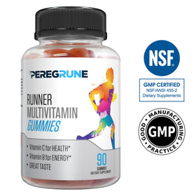 PEREGRUNE gummies multivitamines dans un bol avec des fruits