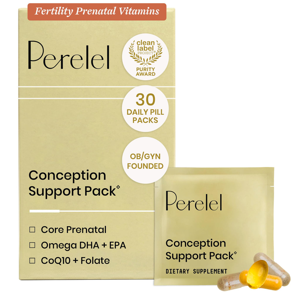 Perelel Compléments Alimentaires de Fertilité Prénatale pack avant