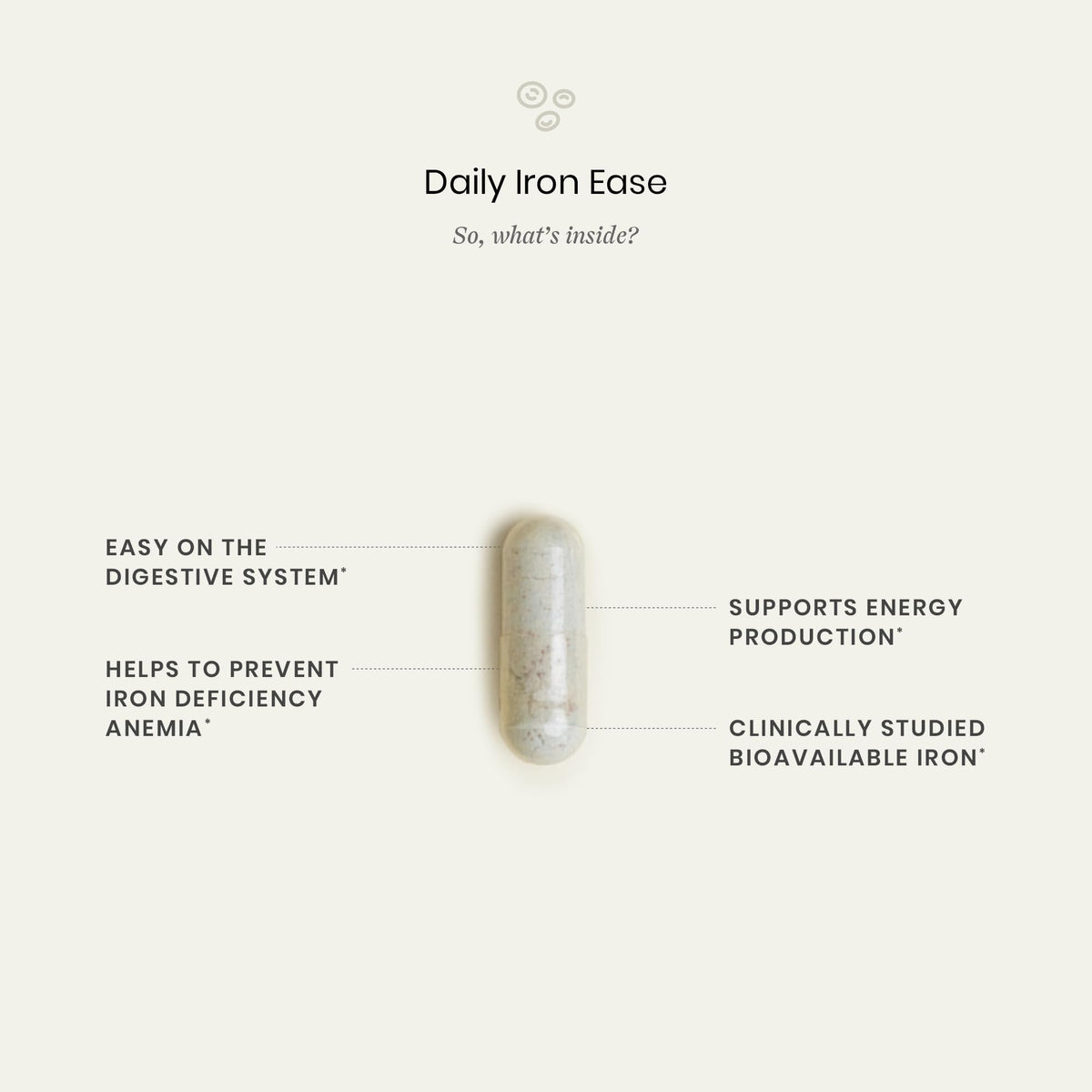 Perelel Fer 15mg avec Vitamine C et B12, capsules sur fond blanc