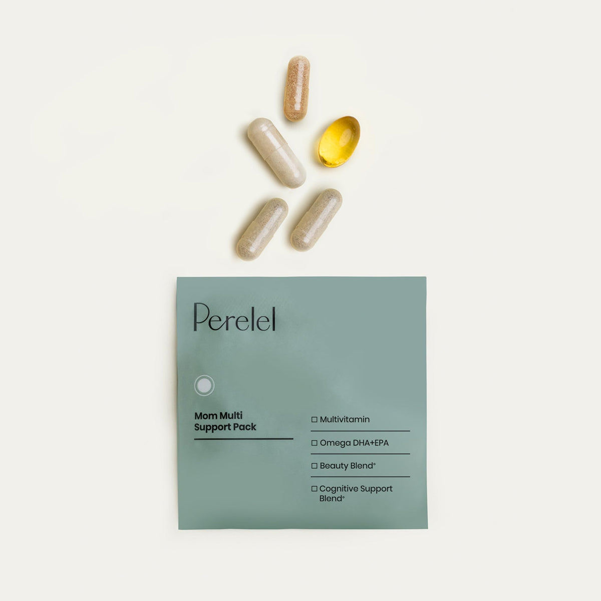 Perelel Mom Multi capsules montrant les ingrédients clés