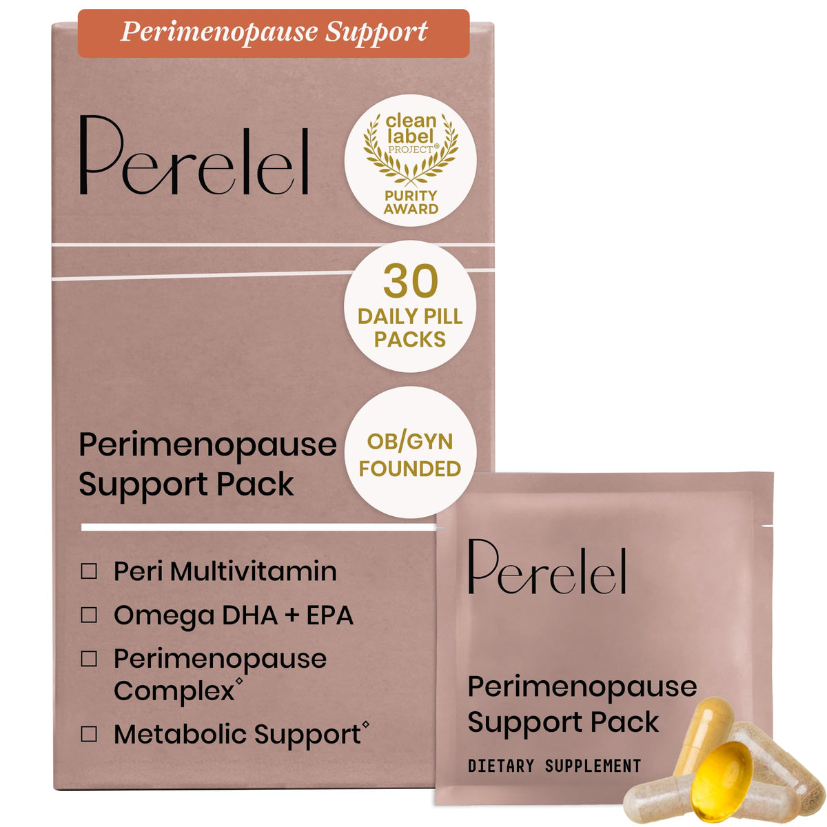 Perelel pack de soutien à la péri-ménopause avec capsules multivitaminées