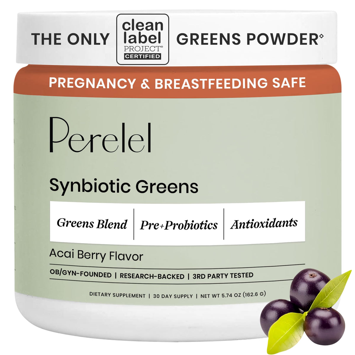 Perelel Poudre de Super-aliments Acai Berry 222g vue de face