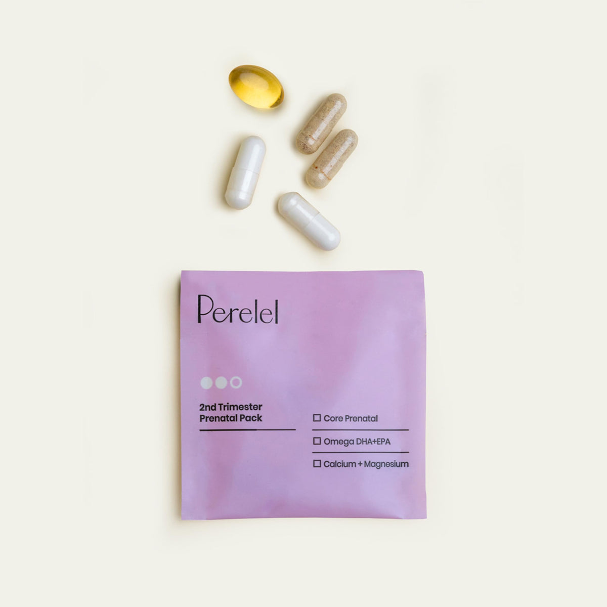Perelel Vitamines Prénatales 2ème Trimestre avec arrière-plan naturel