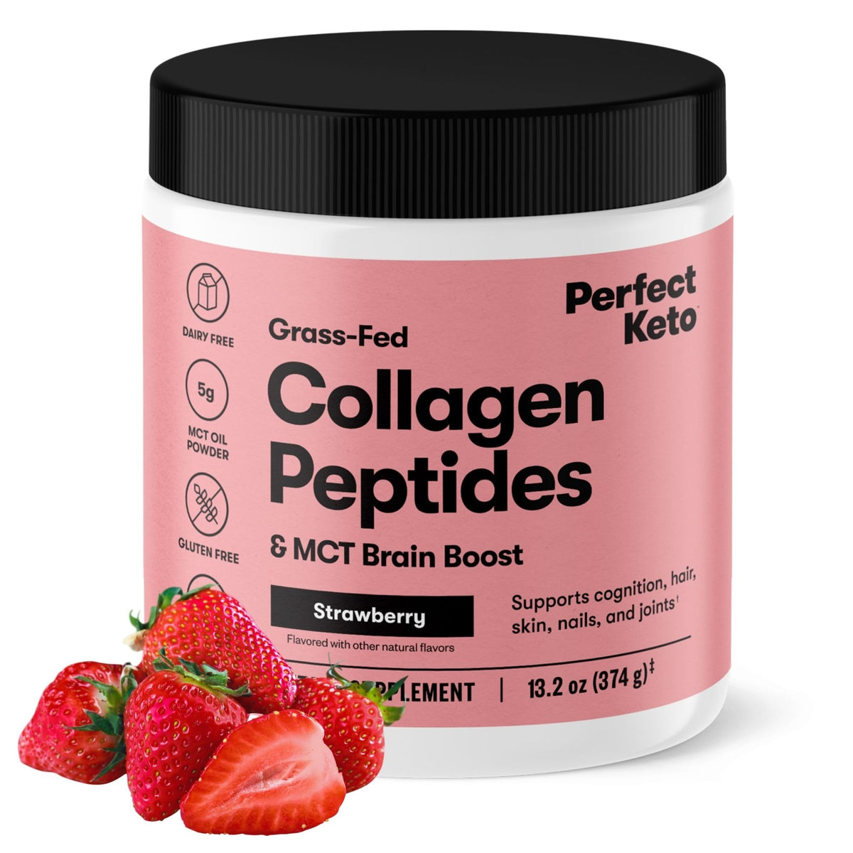 Perfect Keto Collagène Poudres de Collagène Fraise vue avant