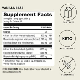 Perfect Keto Poudre de Cétones Exogènes Vanille dans un verre d'eau