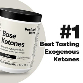 Perfect Keto Poudre de Cétones Exogènes Vanille sur une table