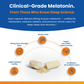 Perfect Vitamin Products Melatonine MAX 60mg sur un fond naturel