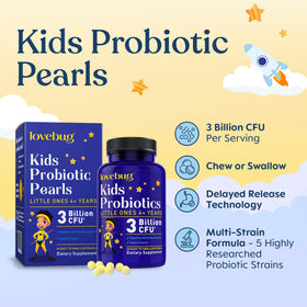Perles de probiotiques LOVEBUG pour enfants, 6 mm