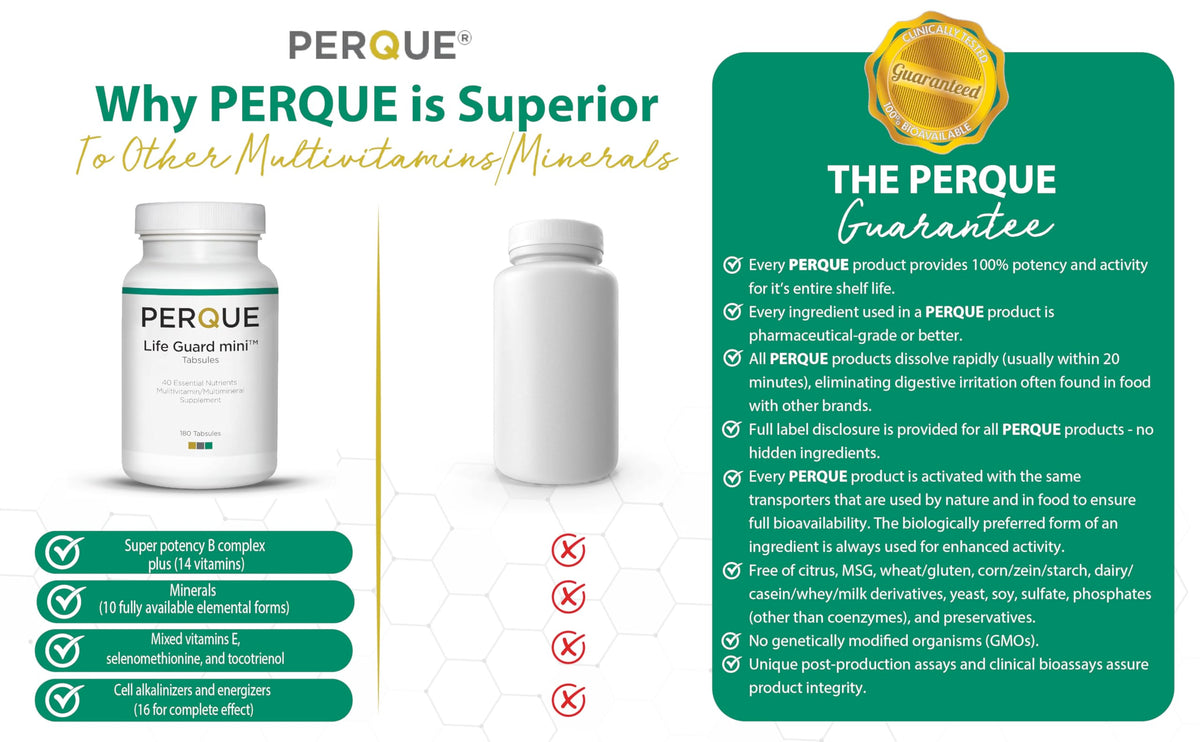 PERQUE Life Guard Mini comprimés avec un verre d'eau