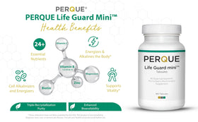 PERQUE Life Guard Mini comprimés sur une table