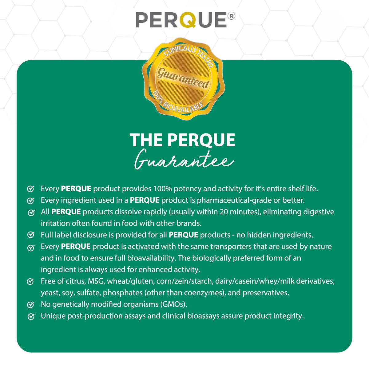 PERQUE use/Pak Guard 60 Capsules avec un verre d'eau