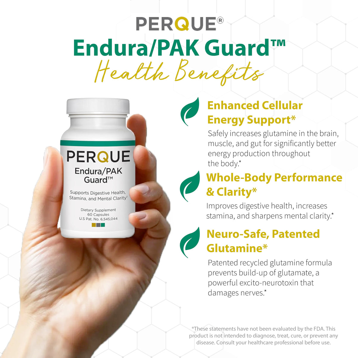 PERQUE use/Pak Guard 60 Capsules vue arrière avec ingrédients