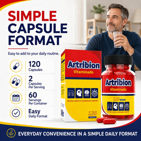 Personne prenant une capsule Artribion Vitaminado