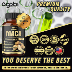 Personne prenant une capsule de Maca 7 en 1 agobi