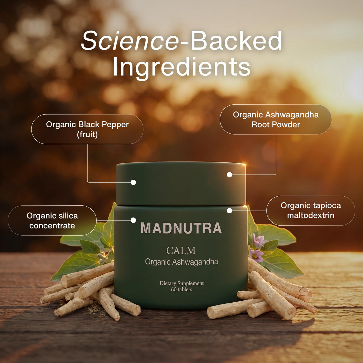 Personne prenant une capsule MadNutra Ashwagandha 675mg