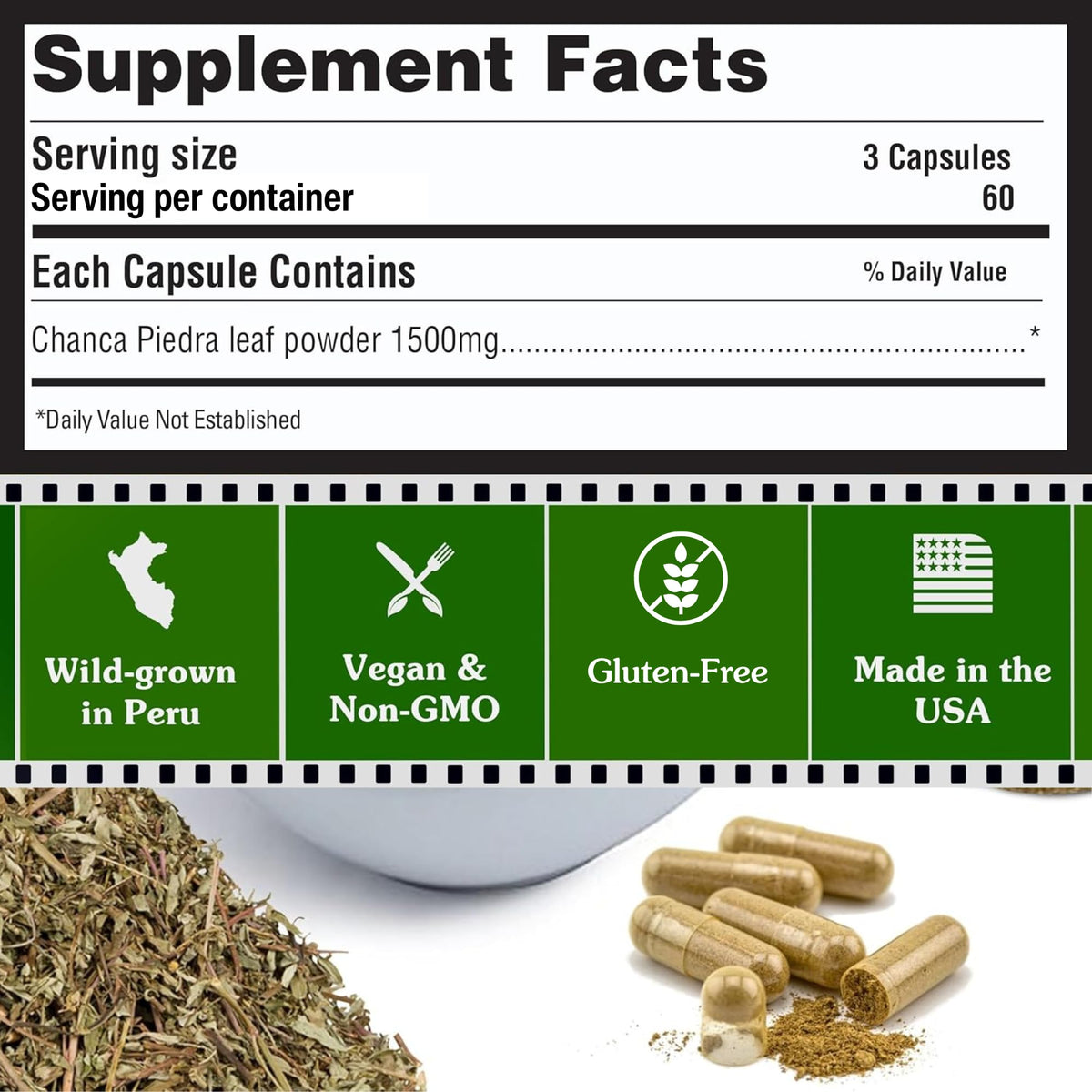Peruvian Naturals Chanca Piedra 180 capsules emballage