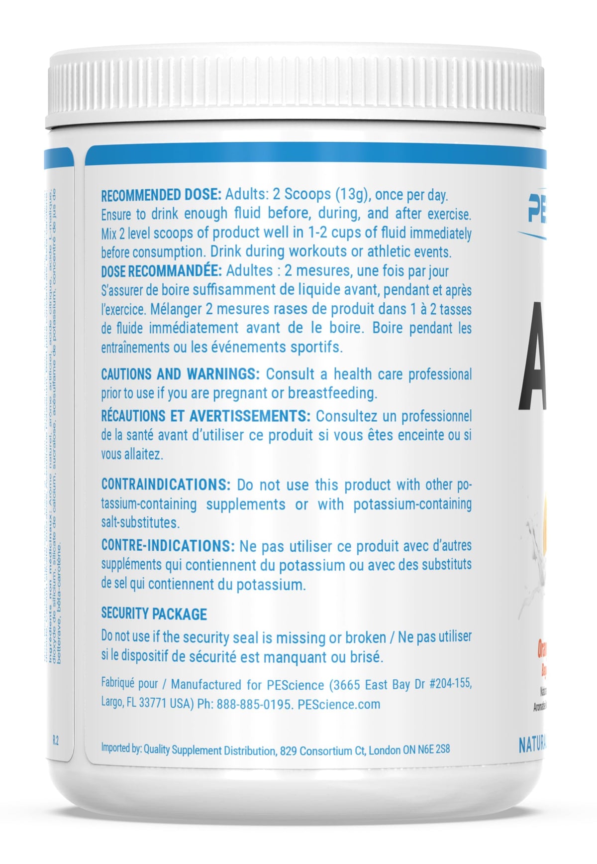 PEScience Amino IV BCAA EAA 460g avec équipement de gym