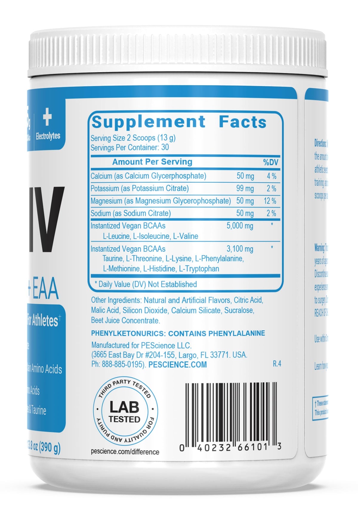 PEScience Amino IV Poudre avec shaker et accessoires de sport
