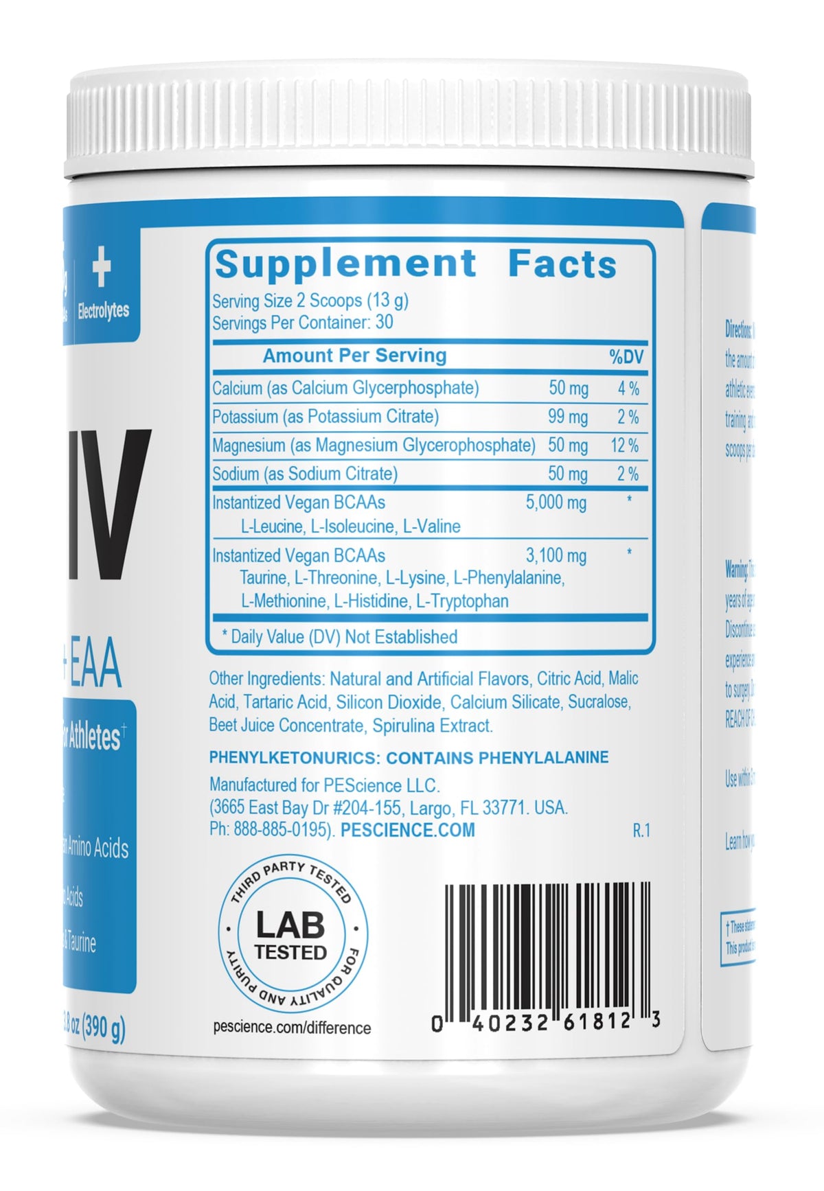 PEScience Amino IV Poudre BCAA Cerise Noire dans un cadre de fitness